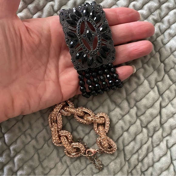 🩷 Laila Rowe Black Beaded and Charming Charlie Rose Gold Bracelet Set Bundle - Picture 2 of 8